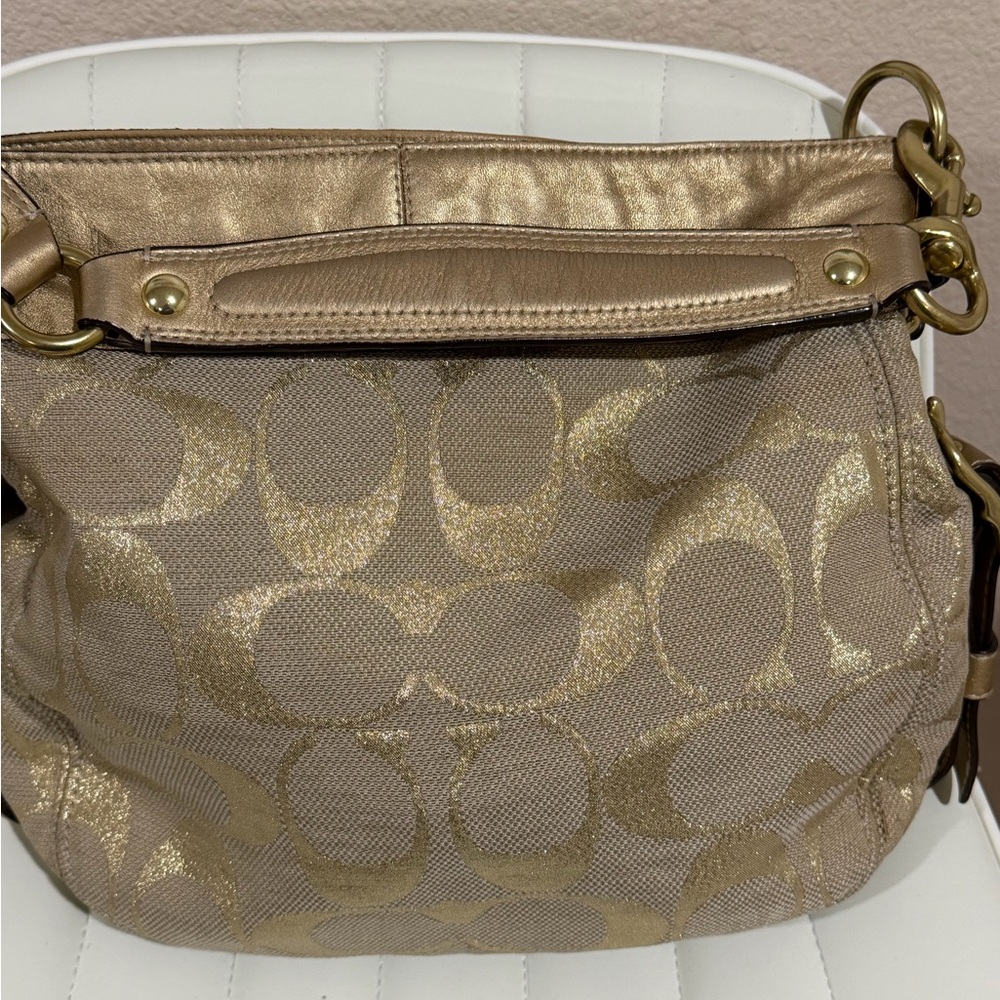 Coach Zoe Gold Signature Shoulder Bag - Picture 2 of 13